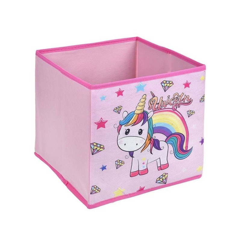 Cutie de depozitare roz Unicorn Curcubeu