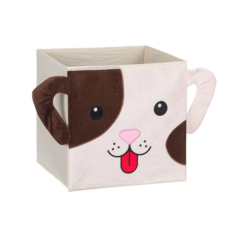Cutie de depozitare in forma de caine bej maro din catifelata Cutie de depozitare in forma de caine bej maro din catifelata