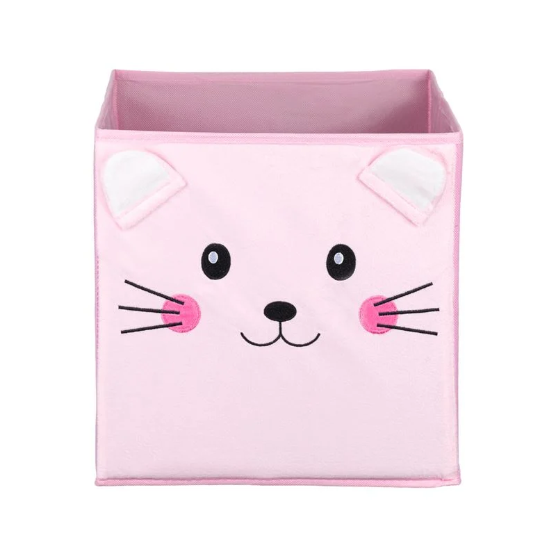 Cutie de depozitare roz catifelata cu pisica Cutie de depozitare roz catifelata cu pisica