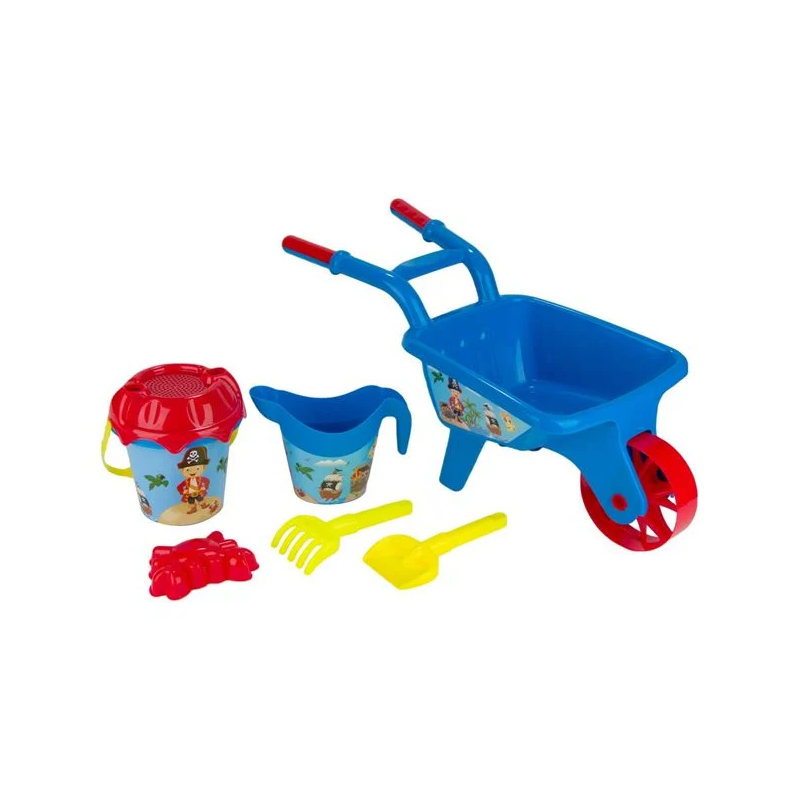 Set plaja carucior albastru cu 5 accesorii