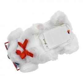 Caine interactiv Canis alb cu fundita rosie ochelari inimi miscare si sunet 15cm