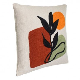 Perna decorativa alba cu model floare 3D 43x43cm