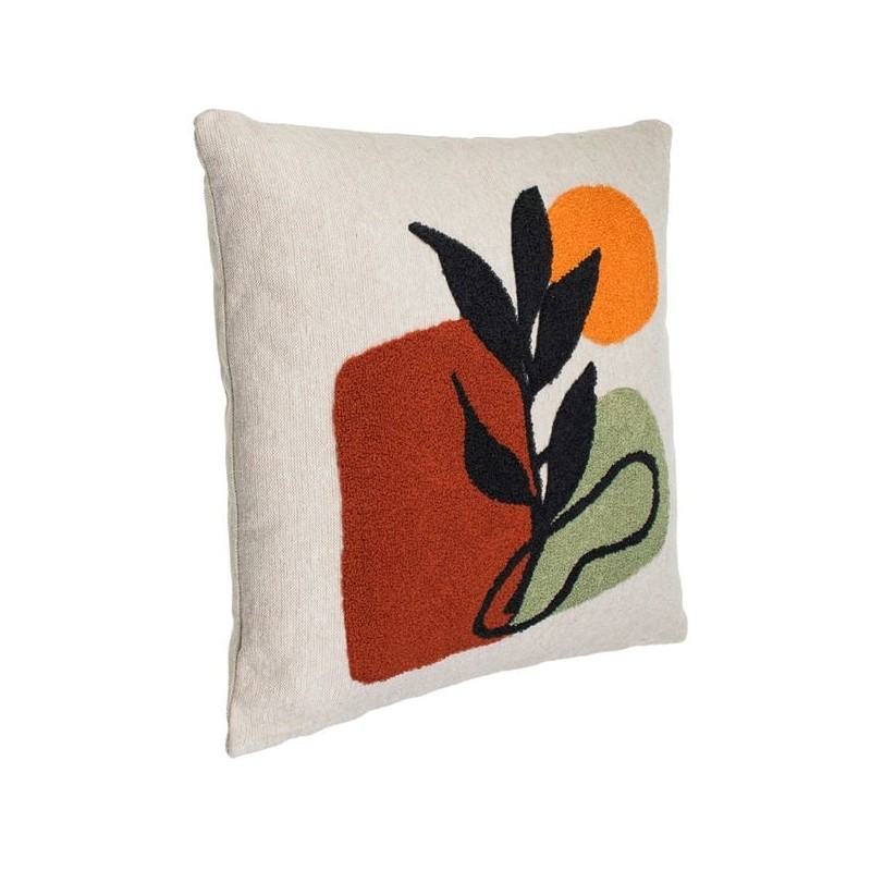 Perna decorativa alba cu model floare 3D 43x43cm