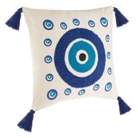 Perna bej cu model ochi si ciucuri 45x45cm