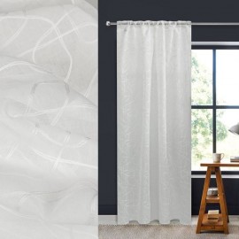 Perdea decorativa cu banda transparenta alba cu valuri 140x260cm