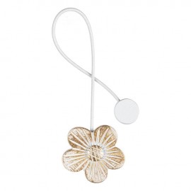 Magnet pentru perdea floare din lemn auriu si alb brushed