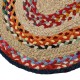 Covoras oval de iuta bej cu detalii colorate 90x50cm