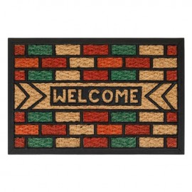 Covoras intrare negru panama multicolor "Welcome" 60x40cm
