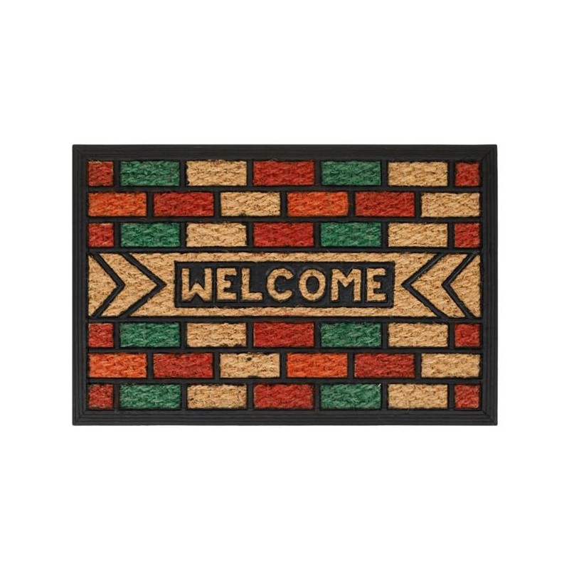 Covoras intrare negru panama multicolor "Welcome" 60x40cm