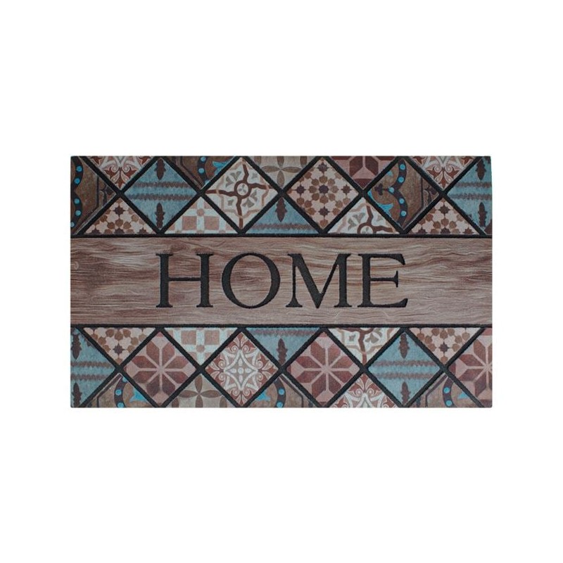 Covoras intrare cu model placi tiles si mesaj 75x45cm