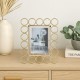 Rama foto decorativa metalica transparenta roz aurie cu suport si cercuri 10x15cm