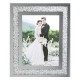 Rama foto decorativa din sticla oglinda argintie glitter 21x26cm