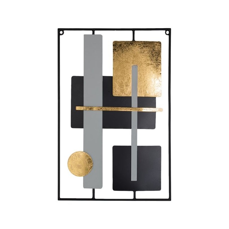 Tablou metalic negru auriu cu model abstract 40x60cm