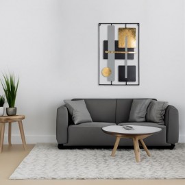 Tablou metalic negru auriu cu model abstract 40x60cm