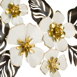 Decoratiune cu flori metalice ecru-aurii 65x36x3.5cm