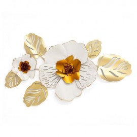 Decoratiune de perete flori ecru bronz 82x46x5cm