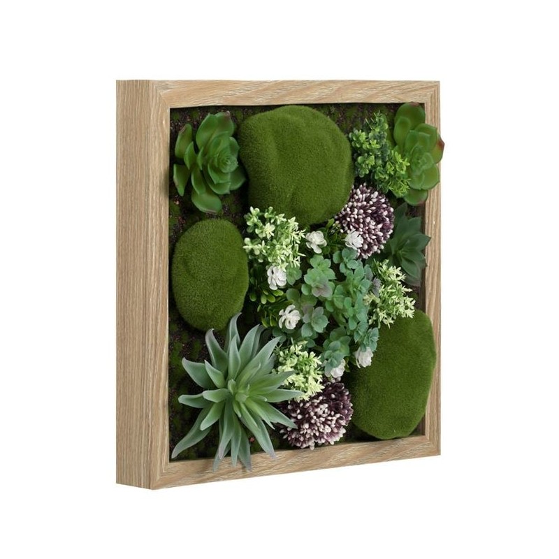 Tablou din lemn cu plante si muschi 3D 30x30x10cm
