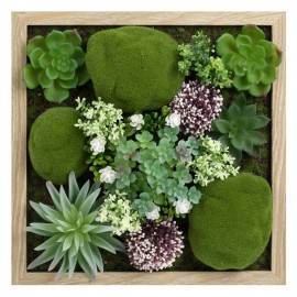 Tablou din lemn cu plante si muschi 3D 30x30x10cm