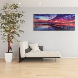 Tablou cu lumina LED dig la apus de soare 100x40x1.5cm