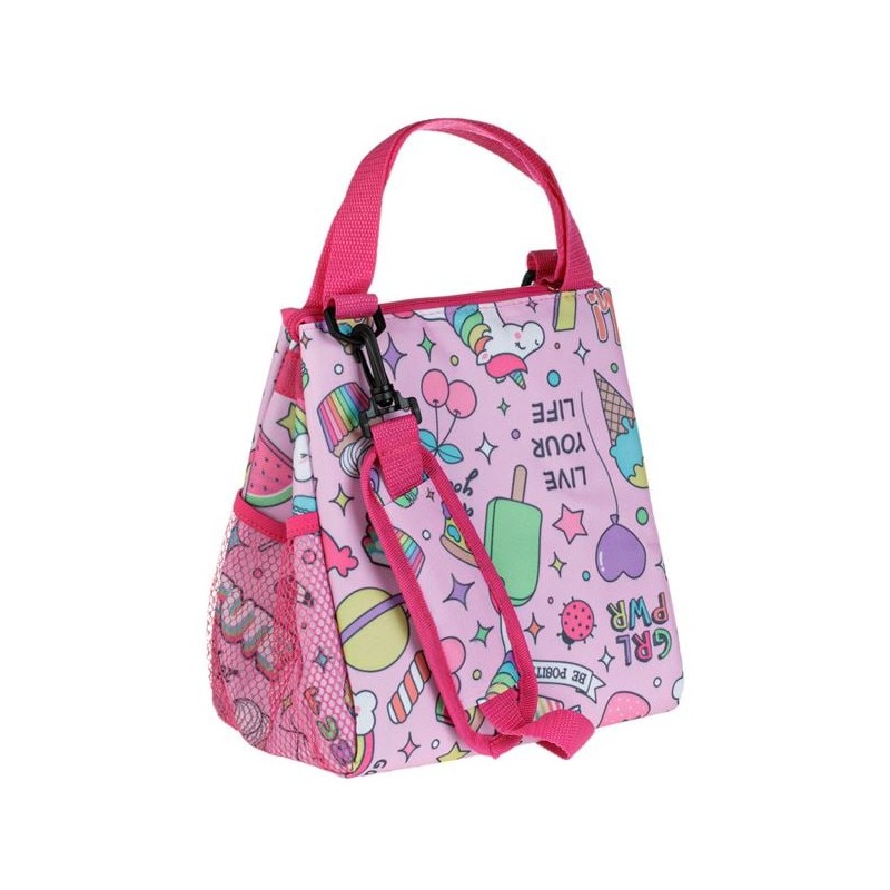 Geanta izoterma 8l roz cu unicorn 23x14x25cm
