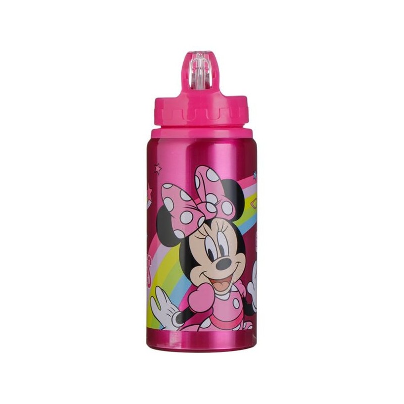 Sticla de apa flip top din aluminiu fucsia Minnie pentru copii 500ml