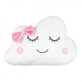 Perna decorativa nor alb cu fundita roz 38x34cm