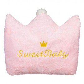 Perna decorativa coroana roz Sweet Baby pompon alb 40x37cm