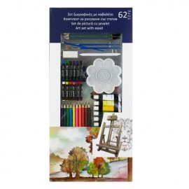 Set 62 piese pictura cu vopsea acrilica sevalet si accesorii