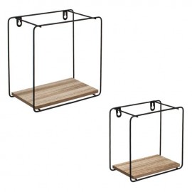 Set 2 rafturi suspendate decorative din MDF cu cadru metalic 2 marimi patrate
