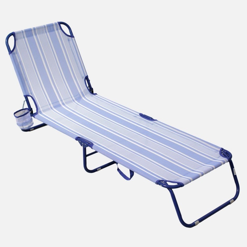 Sezlong de plaja pliabil cu dungi 188x55x24cm