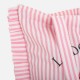 Geanta din material textil roz cu model dungi si cirese