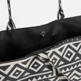 Geanta textila neagra cu model tribal