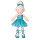 Papusa balerina cu par blond si rochie albastra