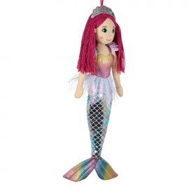 Papusa sirena cu coada holografica 70cm
