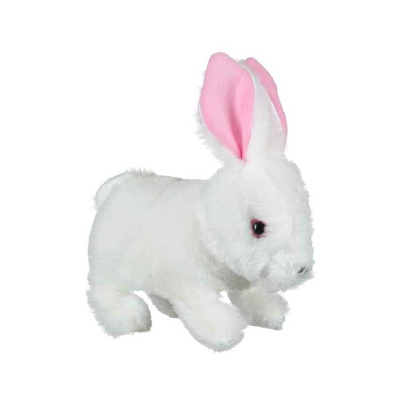 Iepuras interactiv alb cu urechi roz