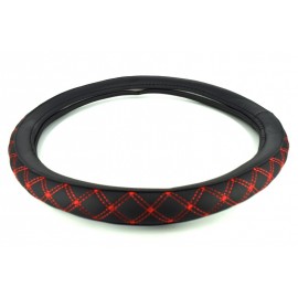 Husa volan C203 imitatie piele marime: M. Culoare: negru+cusatura rosie