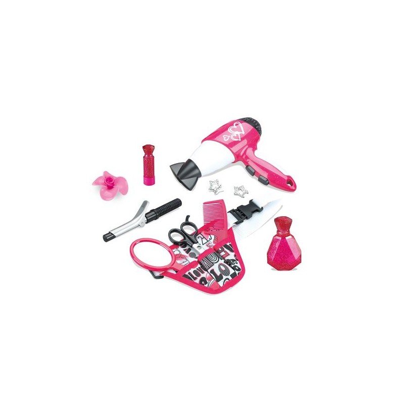 Set coafor cu uscator, foarfeca, oglinda, peptane pentru copii