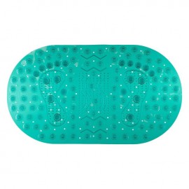 Covoras pentru baie antiderapant turcoaz model talpi 68x35 cm