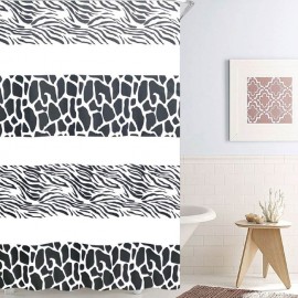 Perdea de dus animal print neagra alba 180x180cm