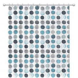 Perdea de dus alba cercuri color 180x180cm