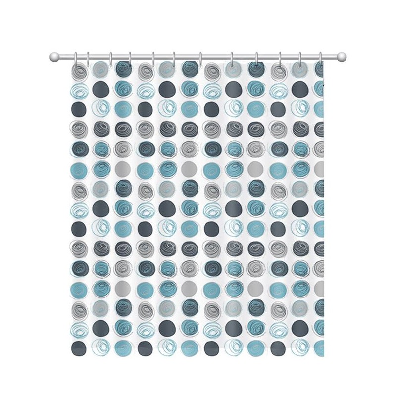Perdea de dus alba cercuri color 180x180cm Perdea de dus alba cercuri color 180x180cm