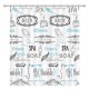 Perdea de dus bleu alba model vintage 180x180cm
