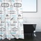 Perdea de dus bleu alba model vintage 180x180cm