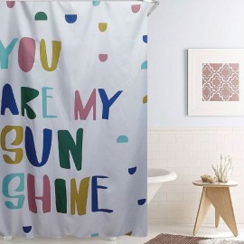 Perdea de dus alba cu litere color 180x180cm