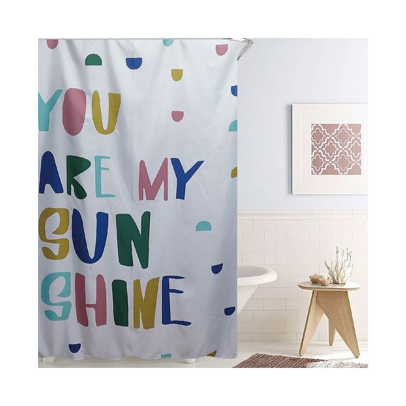 Perdea de dus alba cu litere color 180x180cm Perdea de dus alba cu litere color 180x180cm