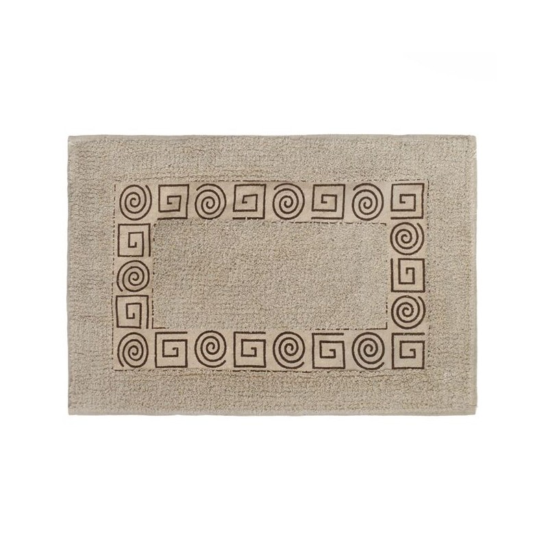 Covoras de baie bumbac bej cu imprimeu meandre 60x40cm Covoras de baie bumbac bej cu imprimeu meandre 60x40cm