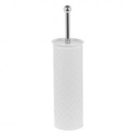 Perie WC metalica alba cu model romburi 39cm