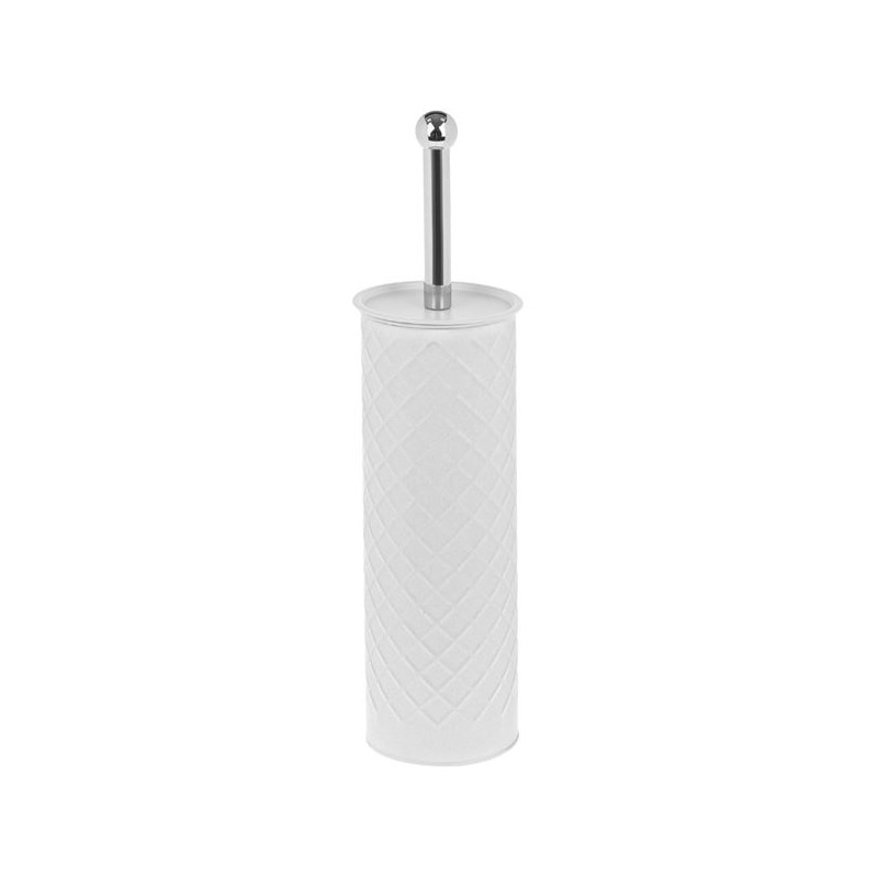 Perie WC metalica alba cu model romburi 39cm Perie WC metalica alba cu model romburi 39cm