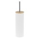 Perie WC metalica alba cu capac din bambus 39cm