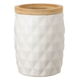 Suport ceramic alb model reliefat margine bambus